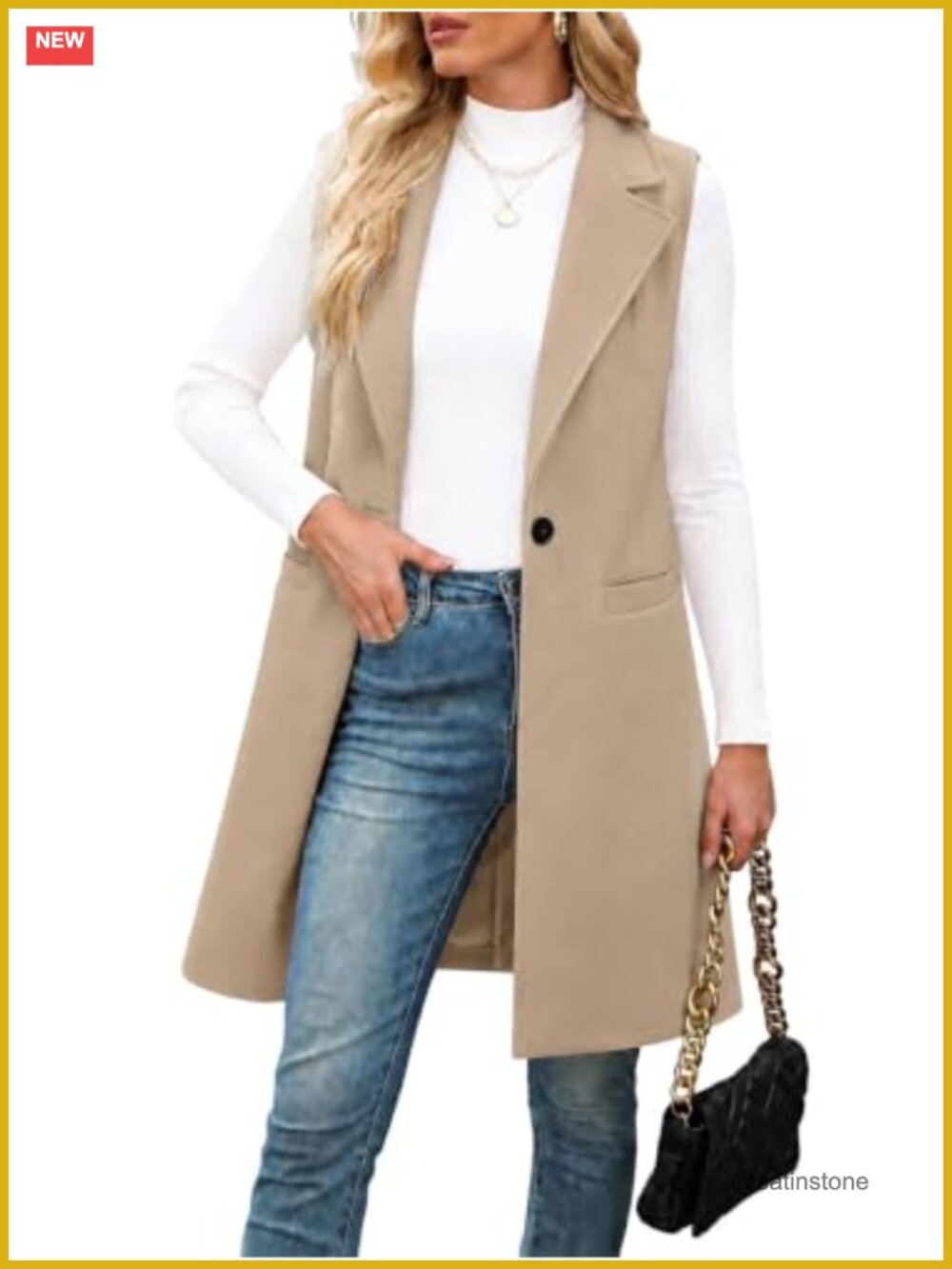 Womens Long Wool Vest Sleeveless Blazer Trench Coat Fall Winter